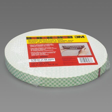 3M Double Coated Urethane Foam Tape 4026, Natural, 12 In X 36 Yd, 62 Mil 7010333769